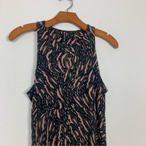 Athleta Santorini Thera Dress Abstract Black Mini Sleeveless Flowy Sz Small - Picture 4 of 10